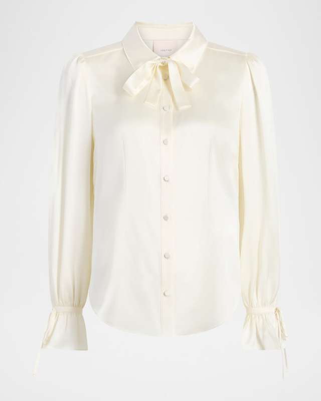 Troyer Long-Sleeve Silk Blouse